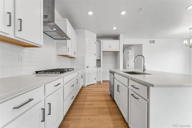 a kitchen with stainless steel appliances white cabinets and a sink