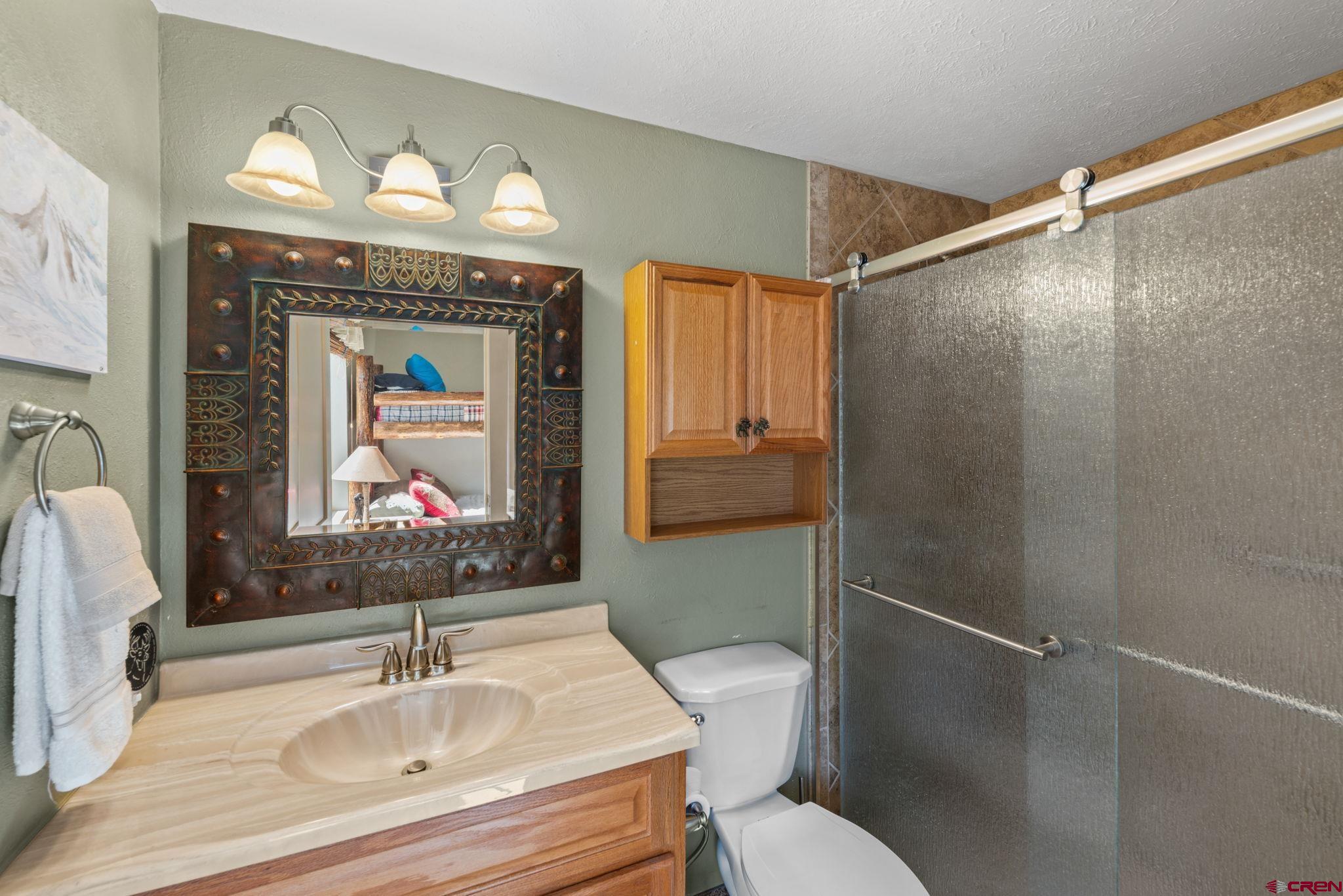 651 Gothic Road, Unit 502 Crested Butte, CO 81225 - Photo 30 of 44 a bathroom with a sink mirror and toilet