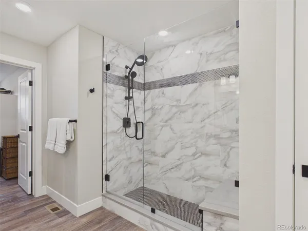 a bathroom with a shower