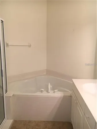 a bathroom with a bathtub