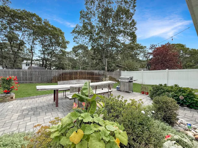 a view of a bench in the garden