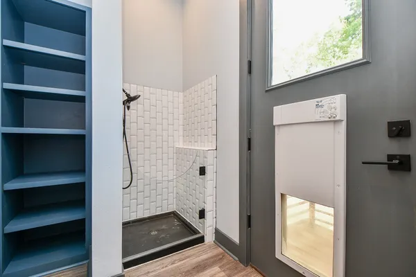 a bathroom with a shower