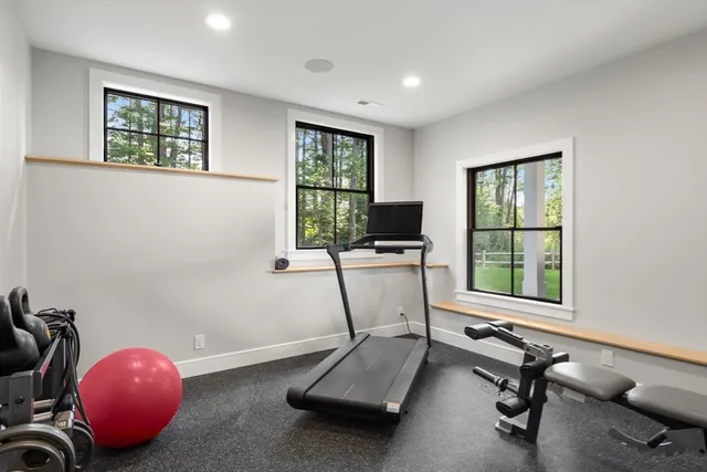 a view of a room with gym equipment