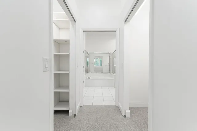 a bathroom with a bathtub