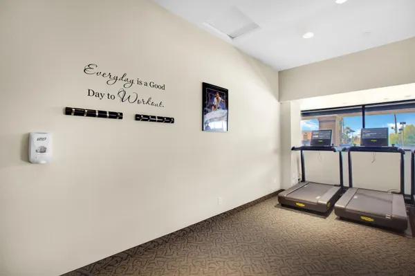 a room with gym equipment