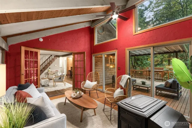 a outdoor living area with furniture and a potted plant