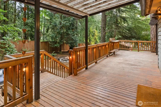 a view of a wooden deck