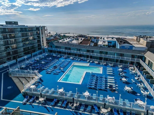 a view of building with wooden floor