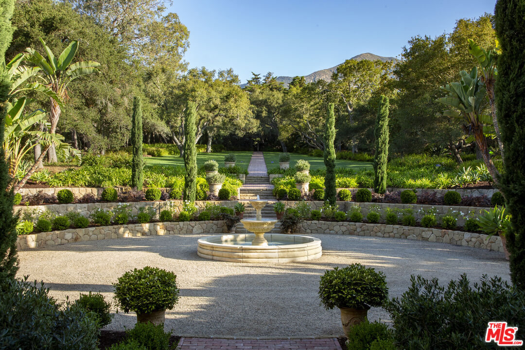670 Hot Springs Road Montecito, CA 93108 - Photo 2 of 36 a view of a fountain with tree in the background