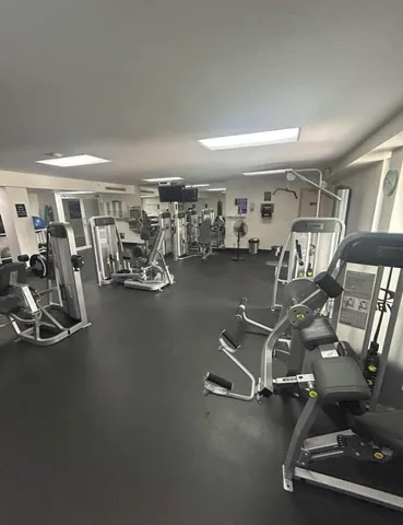a view of a room with gym equipment