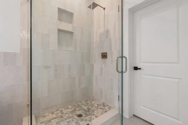a bathroom with a shower