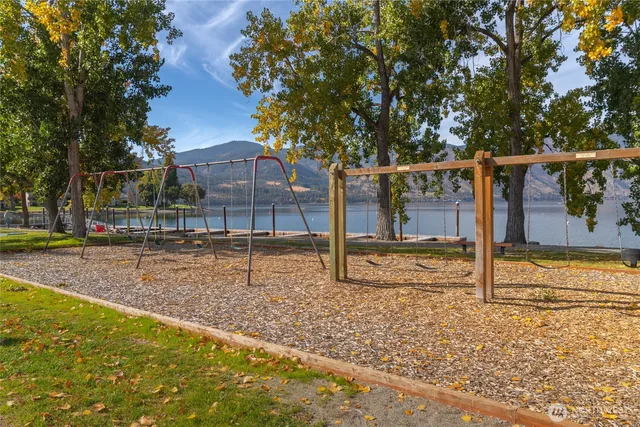 a view of lake with mountain