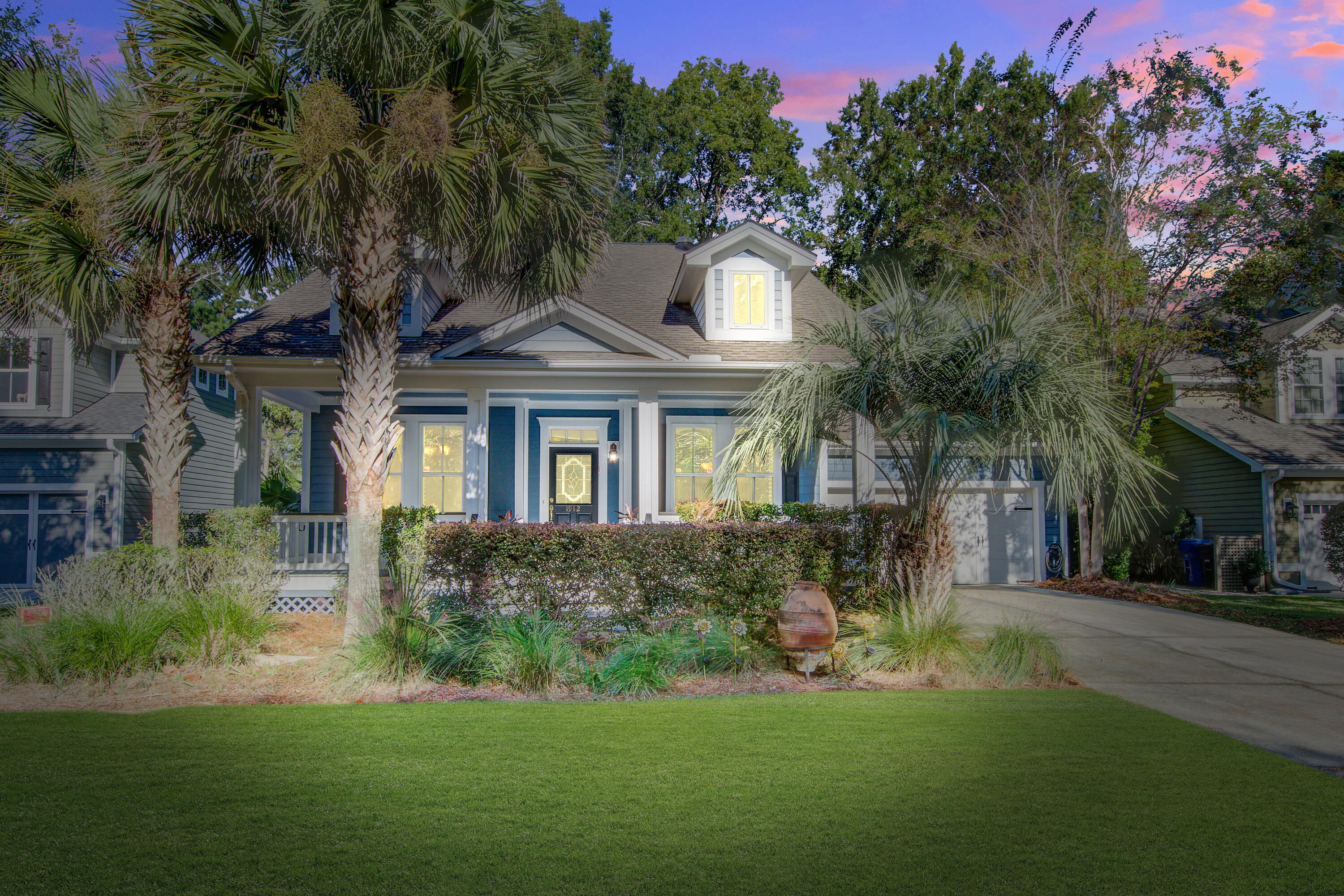 Generated sunset front of house