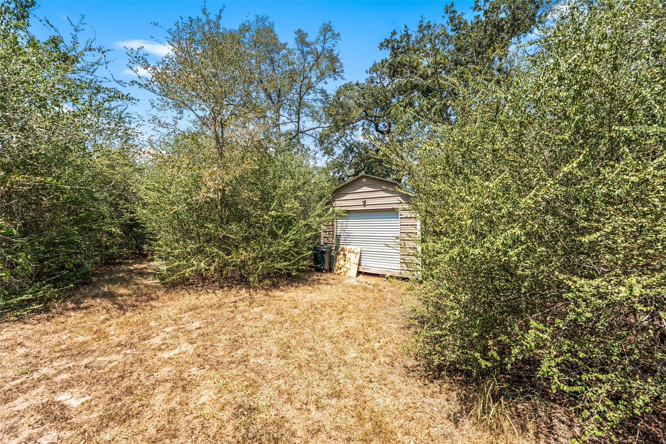25948 Nelson Road Hempstead, TX 77445 - Photo 41 of 46 Separate outbuilding tucked among mature trees and vegetation, providing additional space away from the main residence.