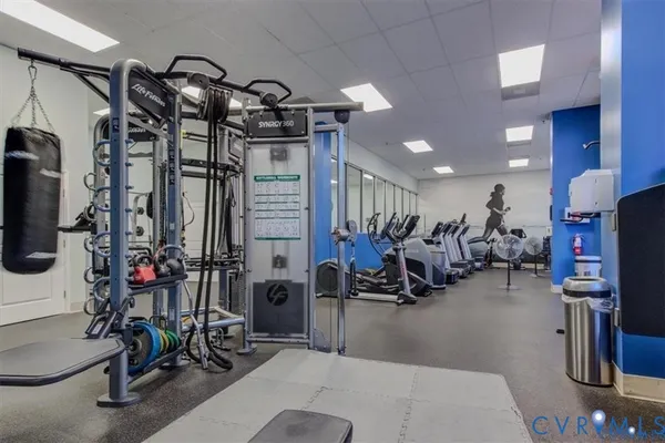 a view of a room with gym equipment