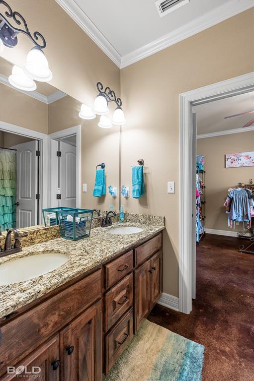 13870 Highway 157 Haughton, LA 71037 - Photo 23 of 40 a bathroom with a granite countertop sink and a mirror