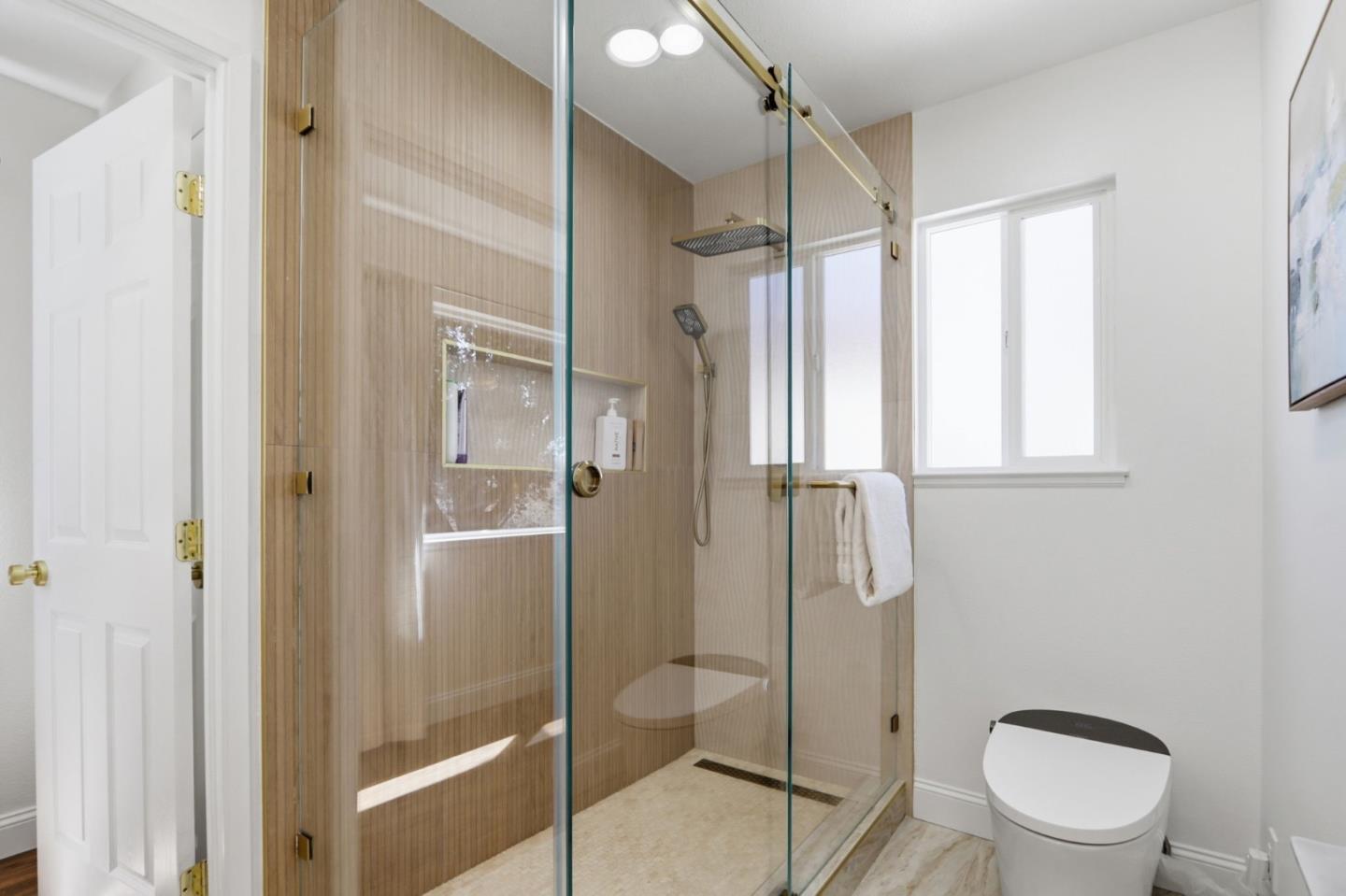 5888 Lean Way San Jose, CA 95123 - Photo 41 of 54 a bathroom with a granite countertop shower a toilet and a sink