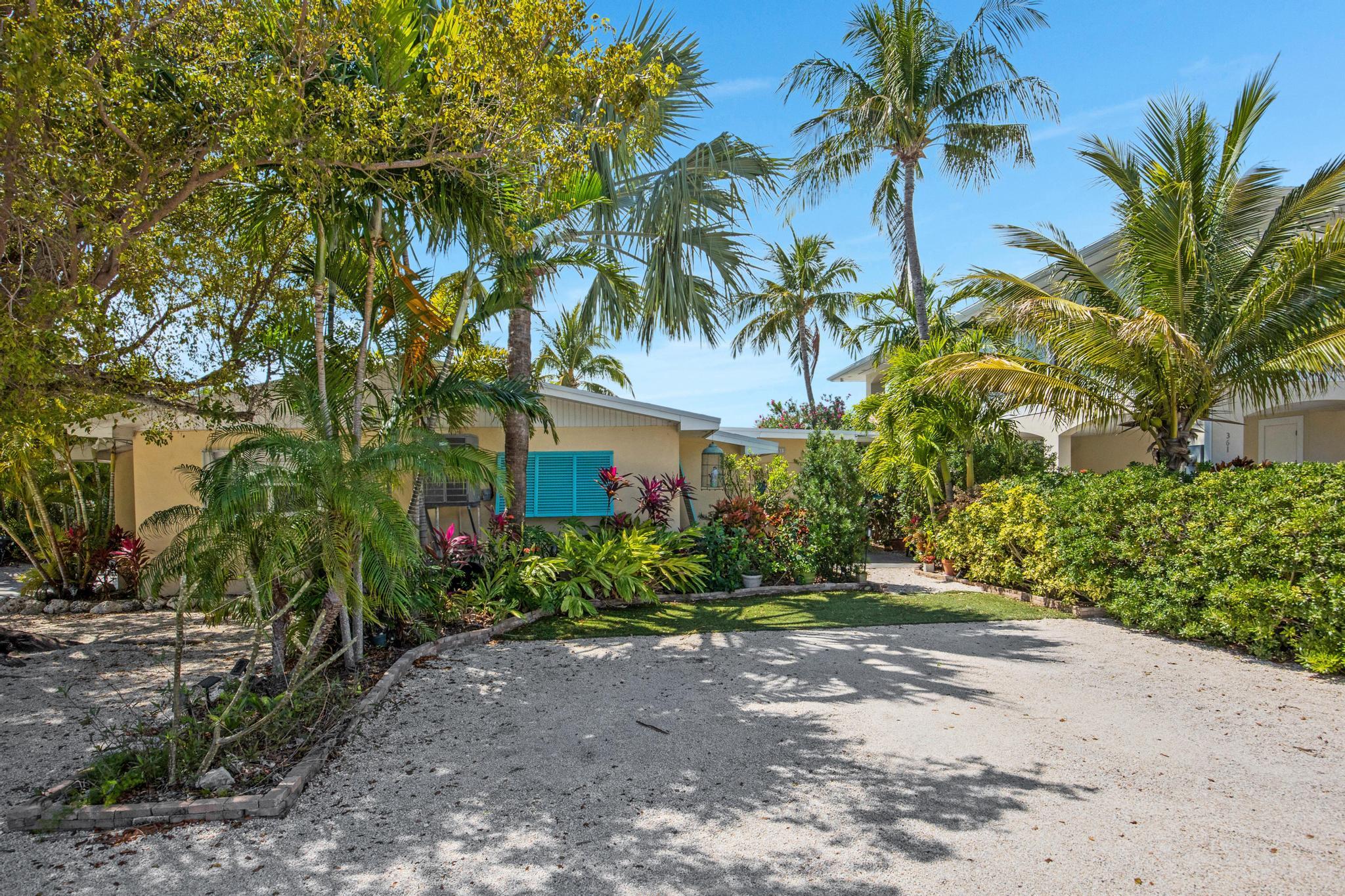 351 8th Street Key Colony Beach, FL 33051 - Photo 3 of 38 a view of a garden with palm trees