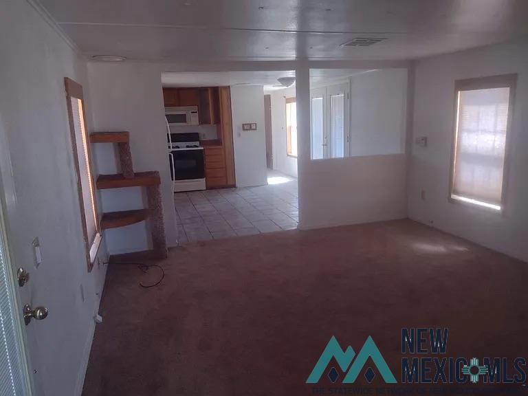 77 Northwest Bookout Road Tularosa, NM 88352 - Photo 6 of 33 Unfurnished living room with light colored carpet