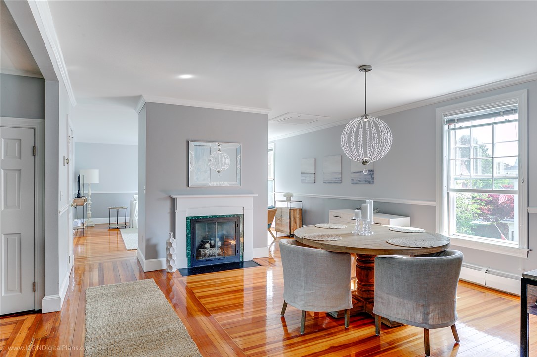 32 Catherine Street, Unit B Newport, RI 02840 - Photo 9 of 32 Dining Room with View to Gas Fireplace