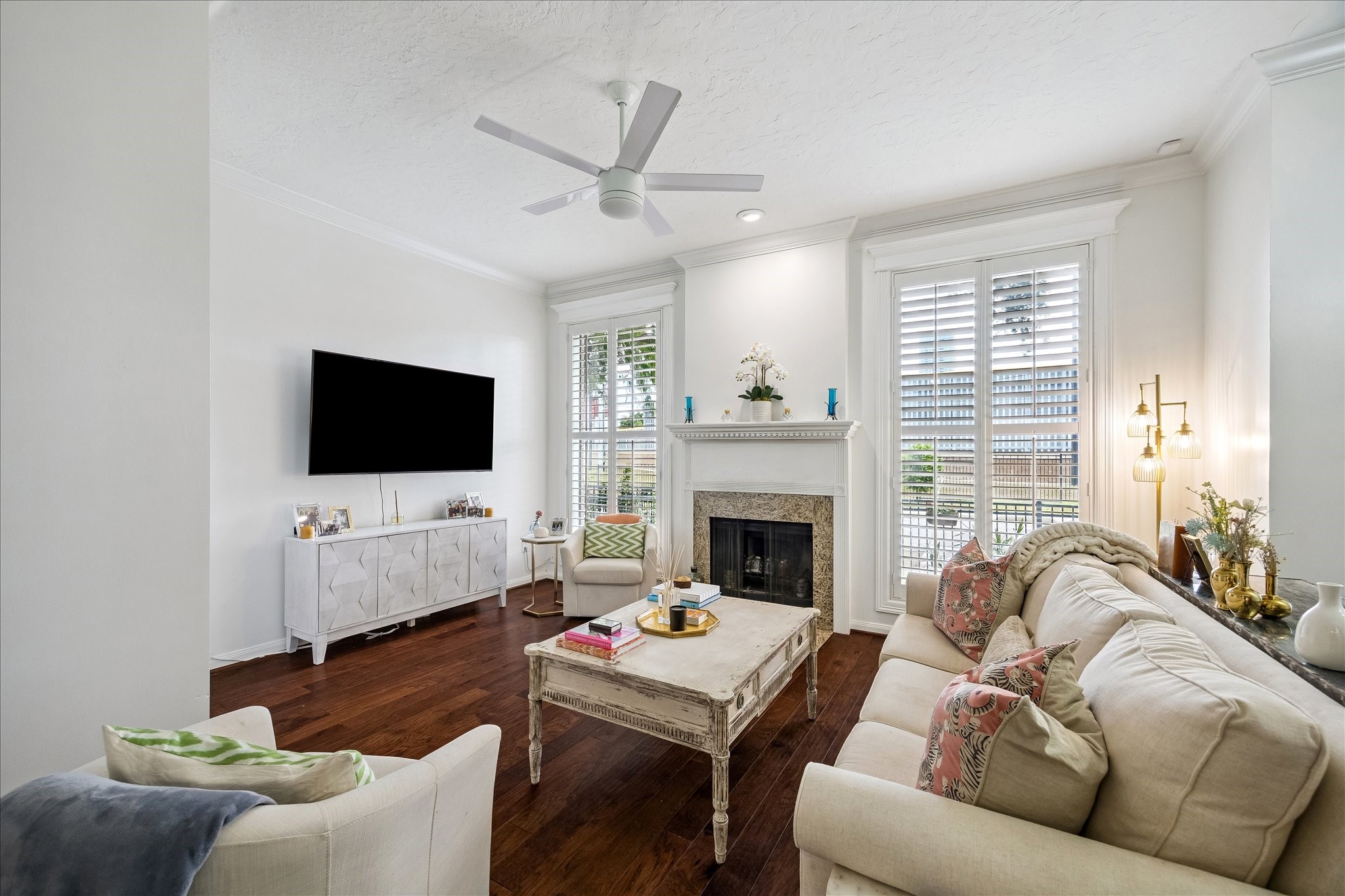 4520 Dickson Street Houston, TX 77007 - Photo 6 of 25 Living room with a wood burning fireplace.