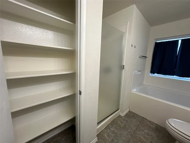 a bathroom with a bathtub