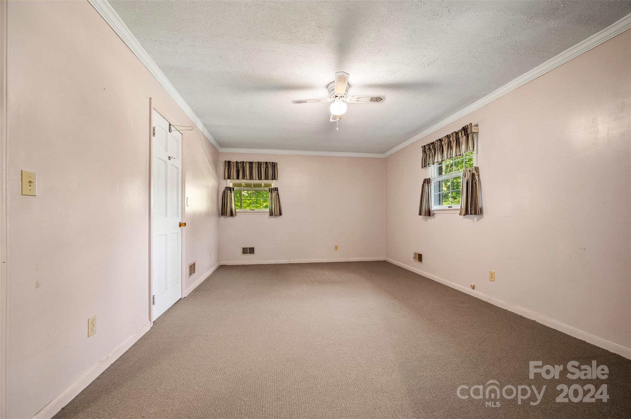 280 Dug Hill Road Landrum, SC 29356 - Photo 19 of 45 an empty room with windows and ceiling fan