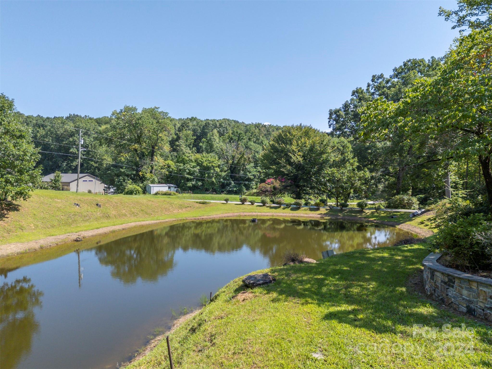 280 Dug Hill Road Landrum, SC 29356 - Photo 40 of 45 a view of a lake with a yard and mountain view