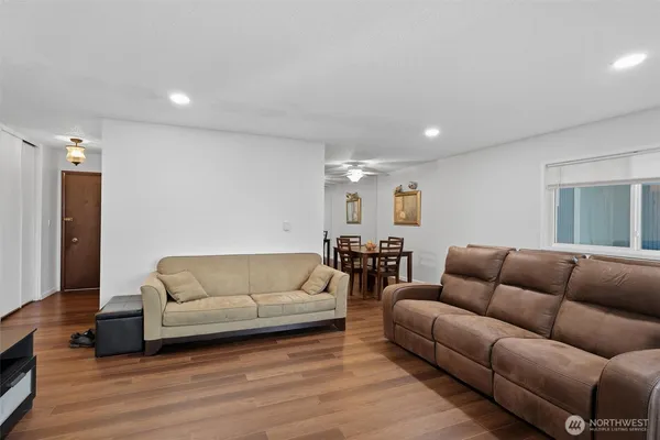 a living room with furniture and a couch