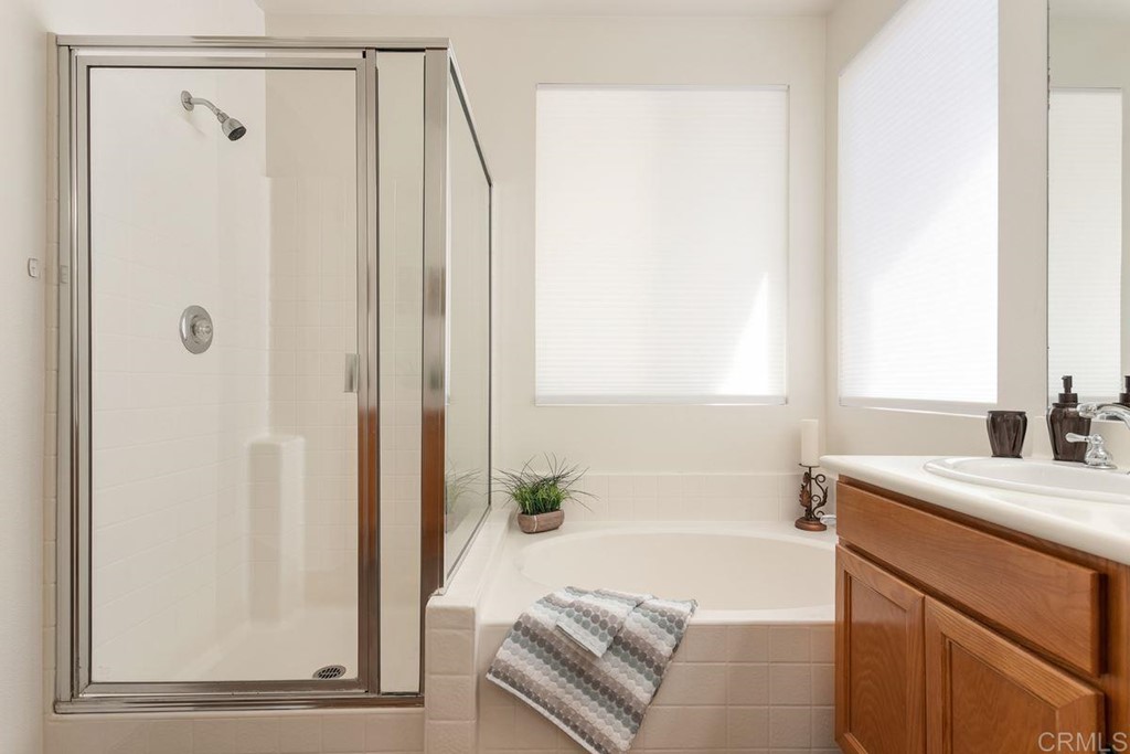 567 Big Sky Drive Oceanside, CA 92058 - Photo 17 of 27 a bathroom with a bathtub a sink and a mirror