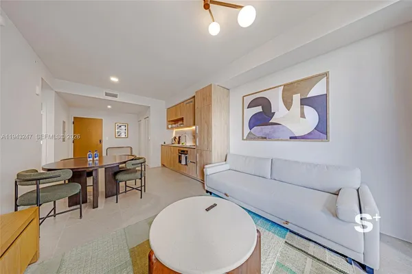 a living room with furniture