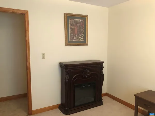 a close view of a fireplace in a room
