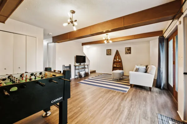 a bedroom with a bed and a walk in closet