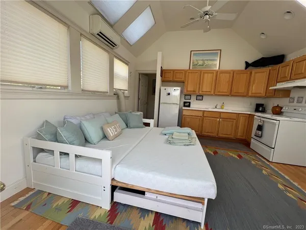 a kitchen that has a cabinets and a stove