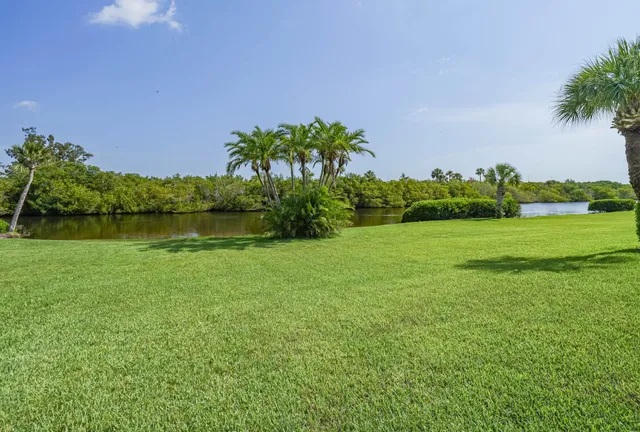 a view of a garden with a building in the background