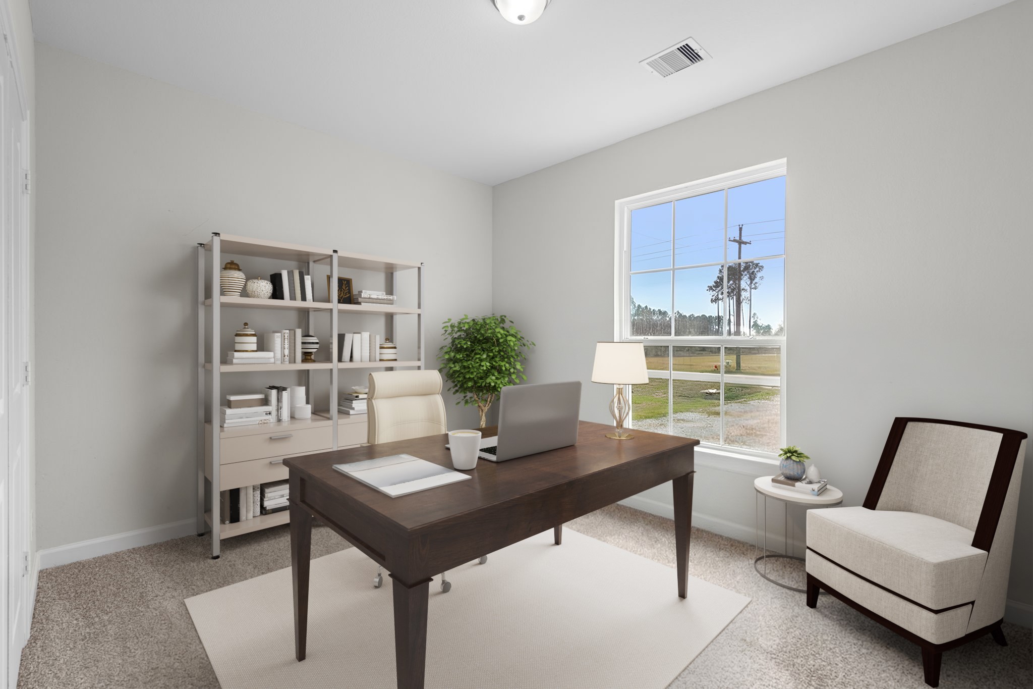 1294 County Road 5100 Cleveland, TX 77327 - Photo 23 of 27 Virtually Staged: Private home office with a window and neutral finishes, ideal for remote work or study.