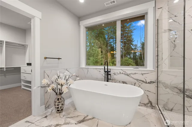 a view of an empty walk in closet