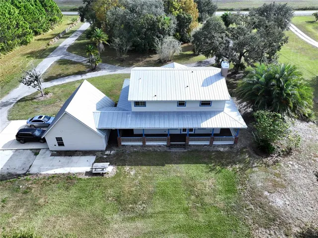 an aerial view of a house