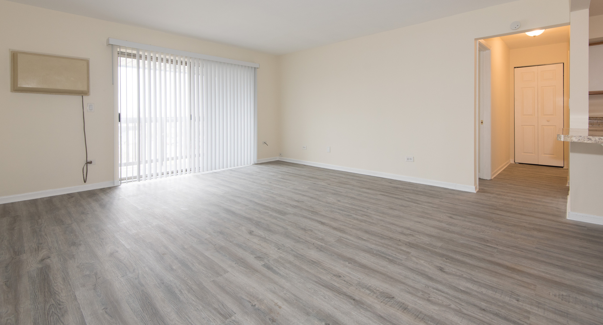 2218 South Goebbert Road, Unit 487 Arlington Heights, IL 60005 - Photo 5 of 23 an empty room with wooden floor and windows