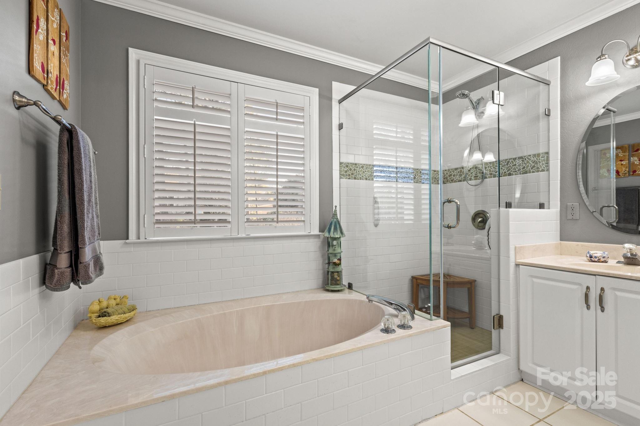 227 Point Wylie Lane Fort Mill, SC 29708 - Photo 19 of 36 a bathroom with a tub a sink and a mirror
