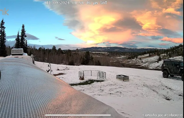 a view of a terrace with a snow