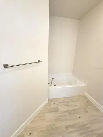 a bathroom with a bathtub
