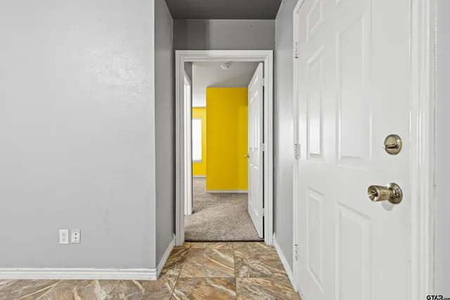 a view of a bathroom with a door