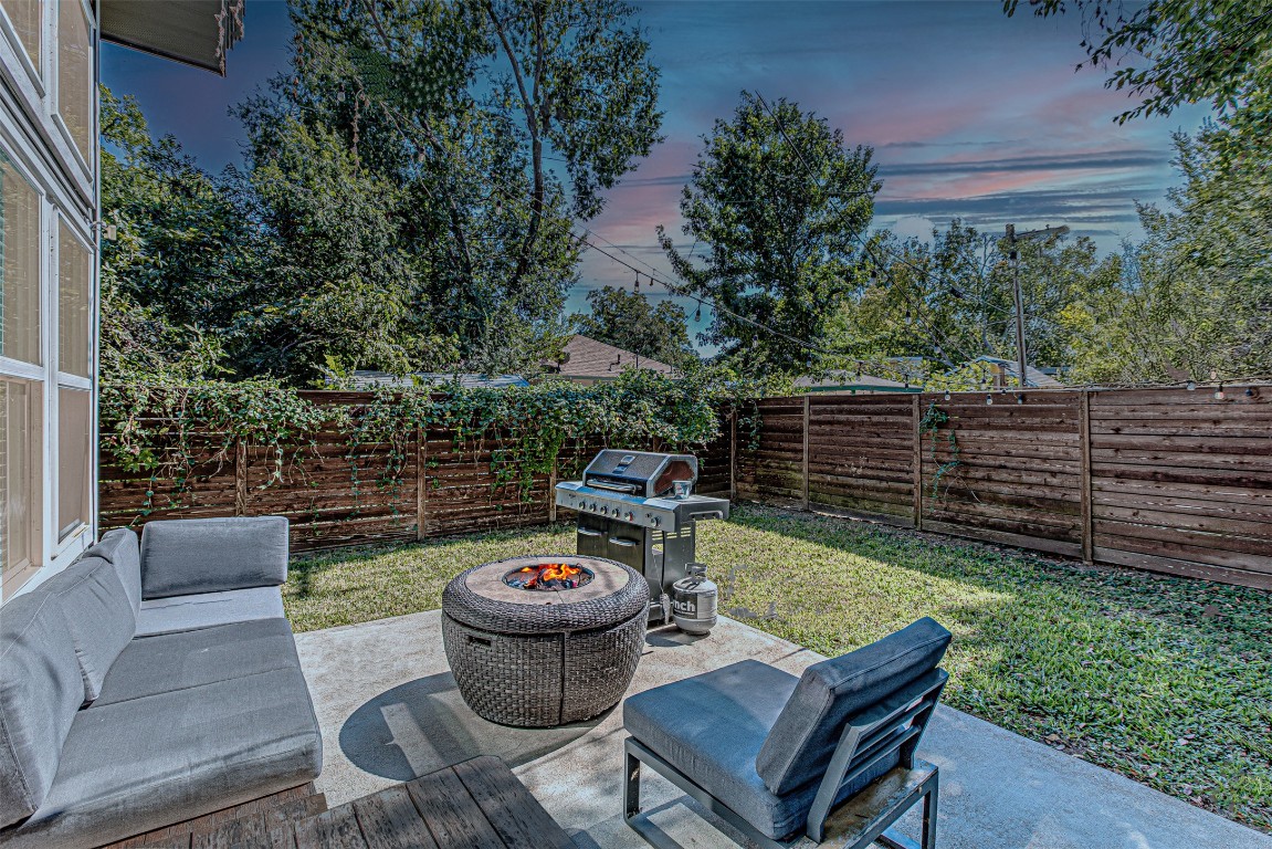 4809 Bolm Road Austin, TX 78702 - Photo 26 of 29 a view of a backyard with sitting area and furniture