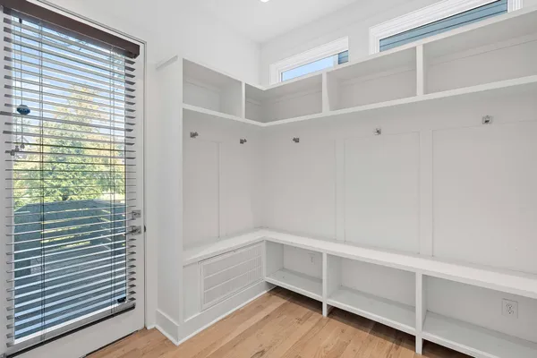 a view of an empty walk in closet
