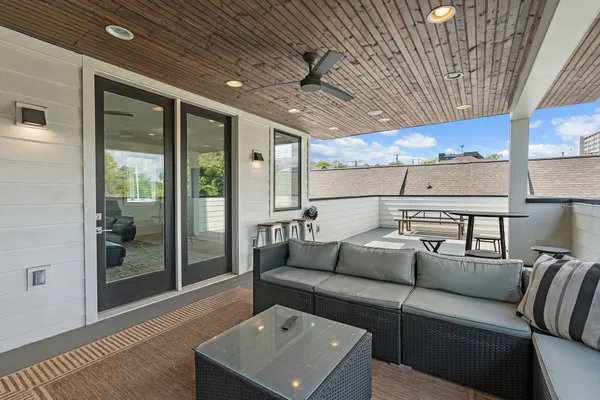 a living room with furniture