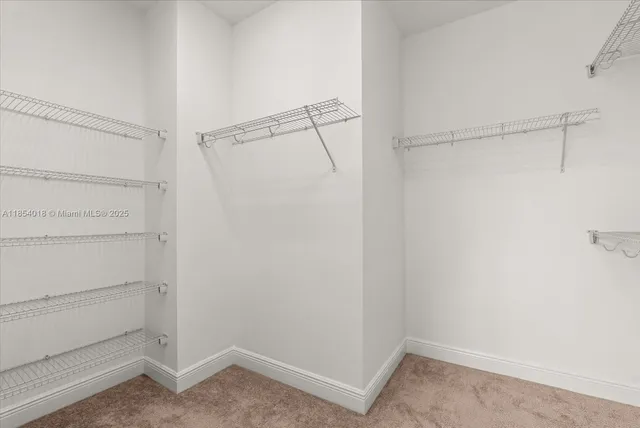 a view of an empty walk in closet
