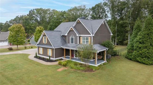 an aerial view of a house