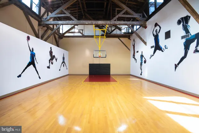 a view of a indoor basketball court