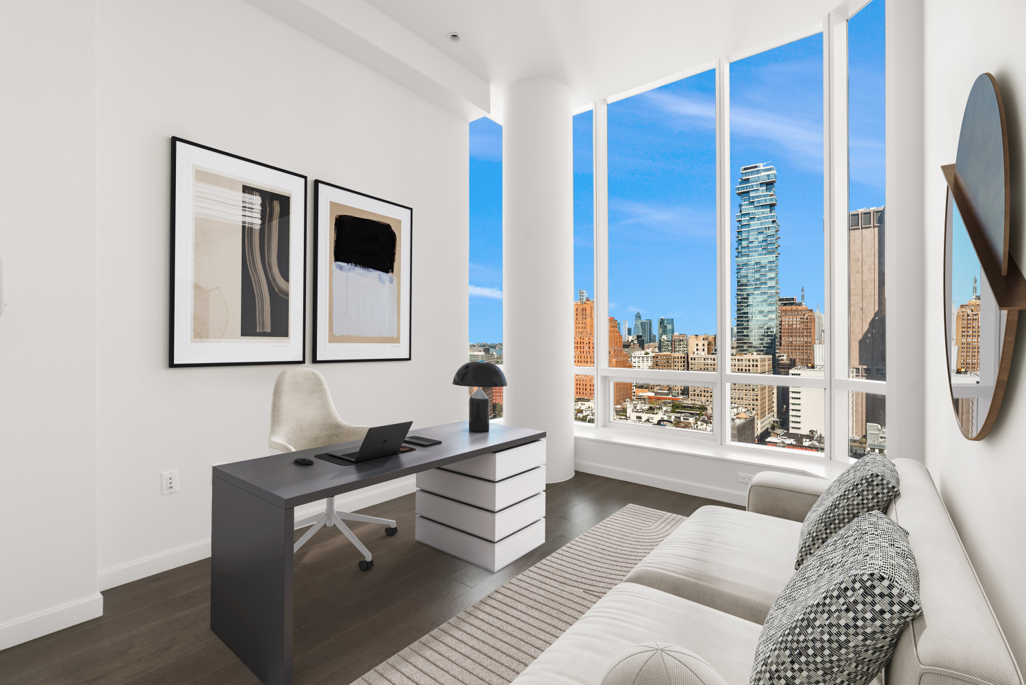 19 Park Place, Unit PH Manhattan, NY 10007 - Photo 12 of 17 a living room with furniture or couch and a large window